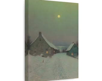 Birge Harrison Christmas Eve - Snow Landscape Canvas Wall Art Print Reproduction