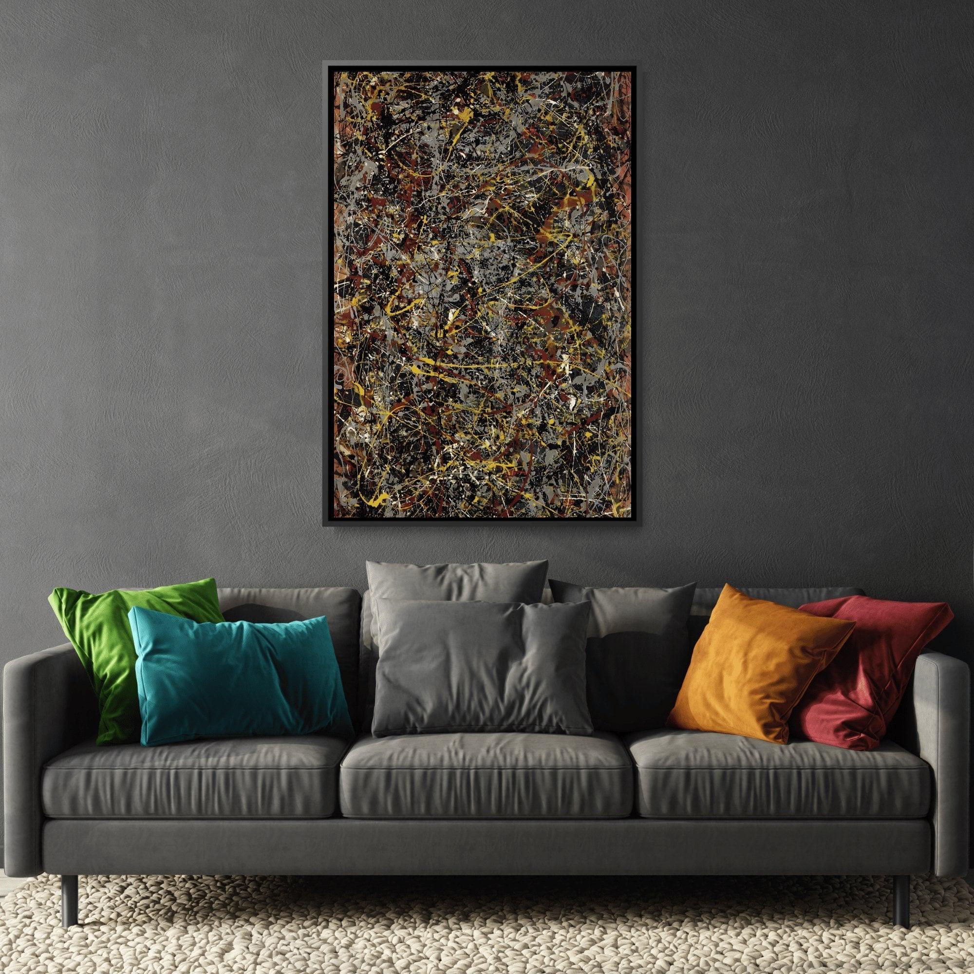 Jackson Pollock Number 5 - Framed Canvas Wall Art Reproduction in