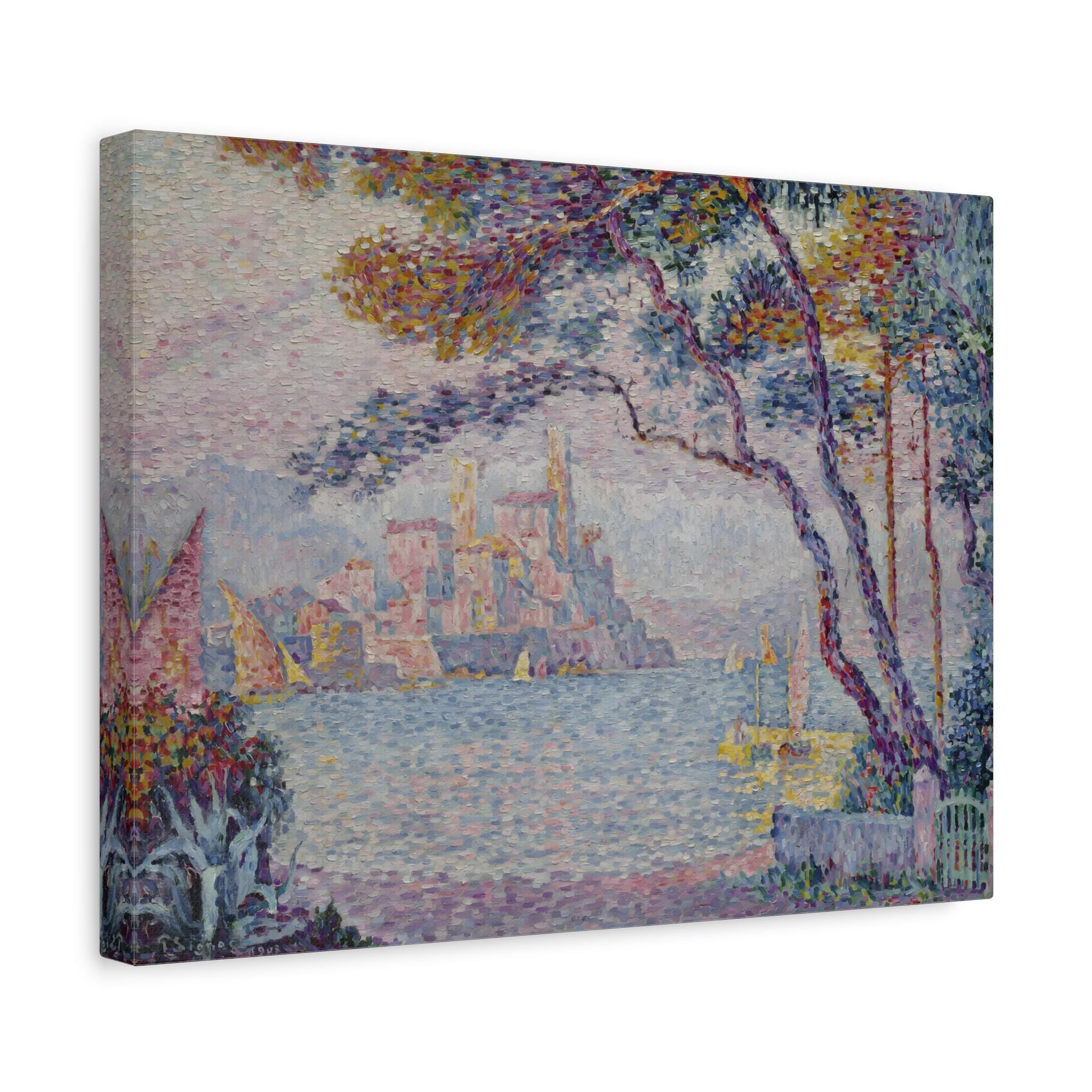 Paul Signac、ANTIBES、海外版超希少レゾネ、新品額装付 Paul Signac Antibes Evening - Canvas Wall Art Print Reproduction