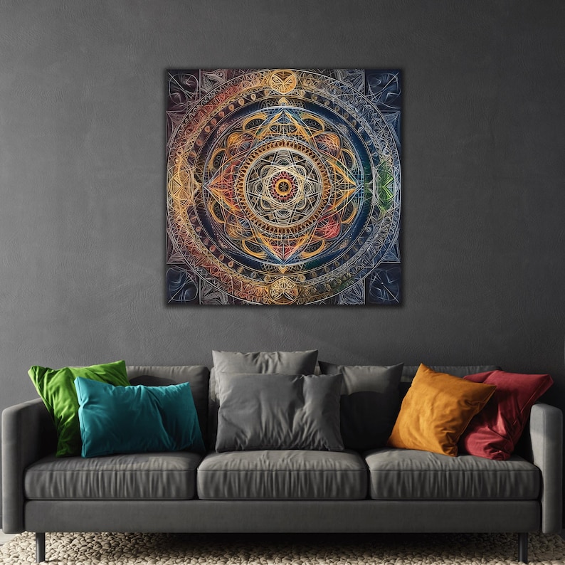 Sacred Geometry Mandala Canvas Print - Intricate Ancient Wisdom Wall ...