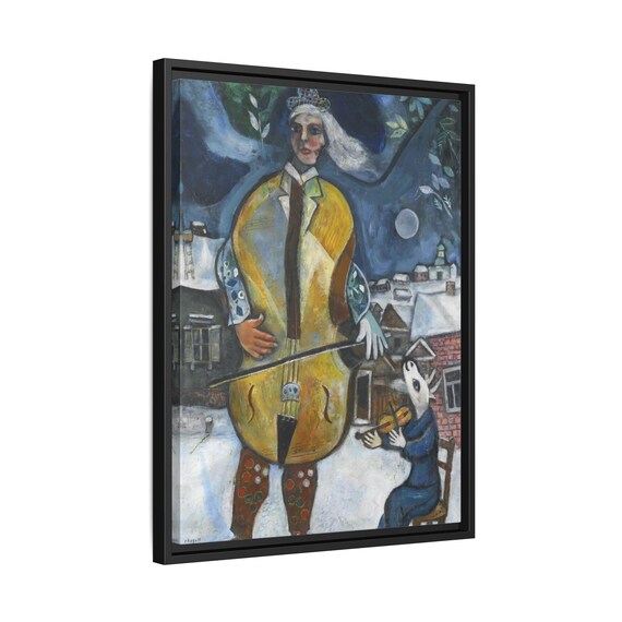 Marc Chagall Violin Cellist - Framed Canvas Wall Art Print