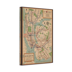 Stephen Voorhies Metrokaart New York City - reproductie canvas kunst aan de muur