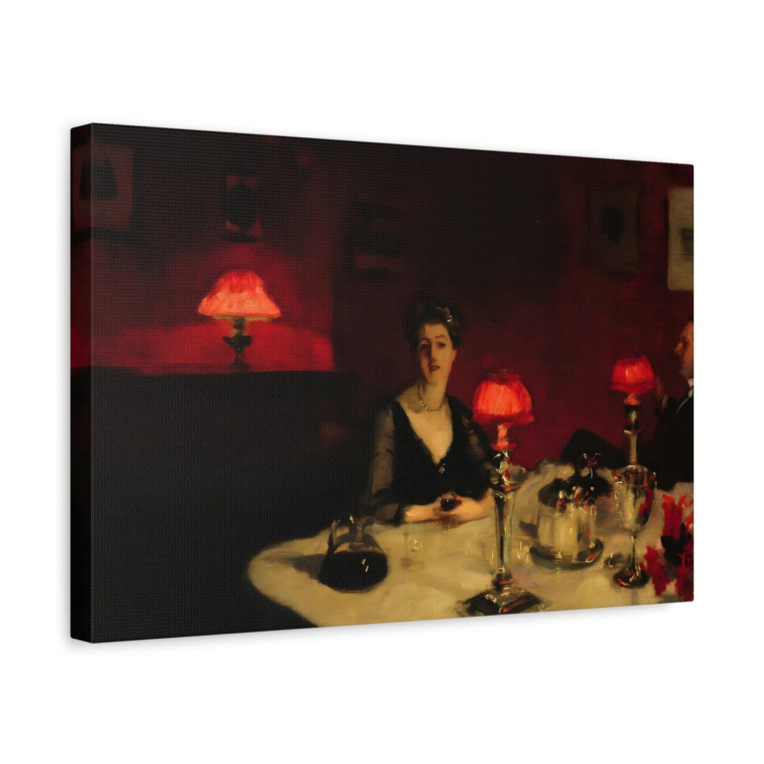 John Singer Sargent Dinner Table at Night Glass of Port - Canvas Wall ...