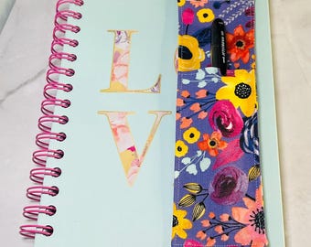 Floral Fabric Pen Holder Bookmark: Elastic Journal Accessory