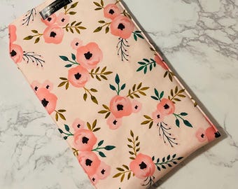 Peach Ranunculus Flower Book Sleeve: Padded Kindle/iPad Mini Pouch