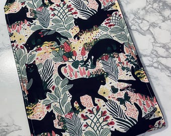 Black Cats Fabric Book Sleeve: Padded Tablet Pouch