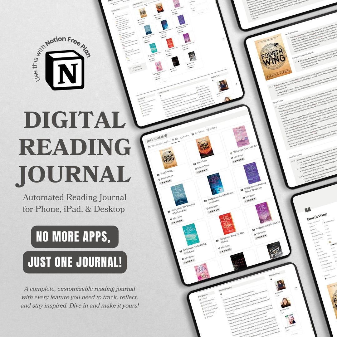 Digital Reading Journal, Aesthetic Reading Journal for Ipad, Minimalist ...