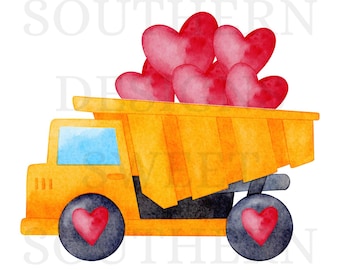 Dump Truck, Valentines, Truck, Gingham png, Boys png, Kids Valentines png