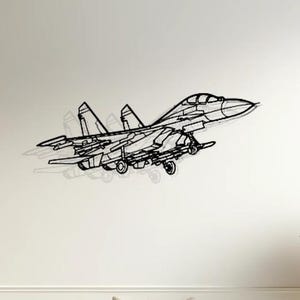 Sukhoi Su-27 Flanker Silhouette Wall Decor, Plane Silhouette Wall Art, Pilot Gifts, Aircraft Decor, Plane Lovers Gift, Plane Art