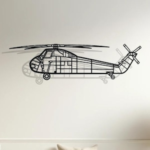 Sikorsky H-34 Silhouette Wall Decor, Helicopter Metal Sign, Pilot Gifts, Helicopter, Helicopter Decor, Helicopter Lovers Gift, Helicopter