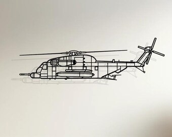 Décoration murale en métal hélicoptère Sikorsky MH-53, décoration aviation