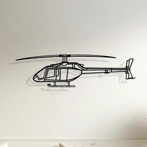 Bell 505 Jet Ranger X Silhouette Wall Decor, Helicopter Metal Sign, Pilot Gifts, Helicopter Decor, Helicopter Lovers Gift, Helicopter