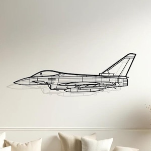 Eurofighter Typhoon Silhouette Metal Wall Art, Airplane Silhouette Wall Decor, Aircraft Decor, Metal Wall Decor, Office Decor, Gift for Him