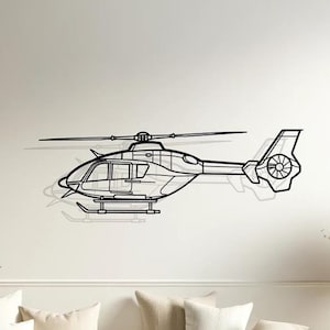 Eurocopter EC135 Silhouette Wall Decor, Helicopter Metal Sign, Pilot Gifts, Helicopter, Helicopter Decor, Helicopter Lovers Gift