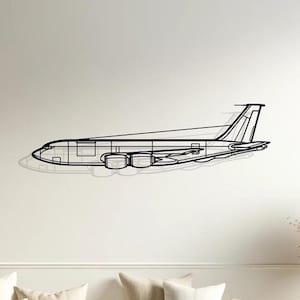 Decorazione murale con silhouette Boeing KC-135 Stratotanker, cartello in metallo per aereo, regalo per piloti, aeromobili, regalo per lui, regalo per amanti degli aeroplani, modello di aeromobile