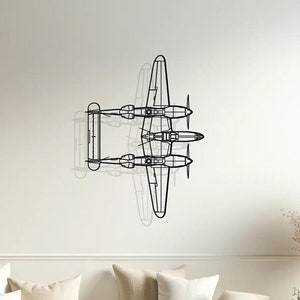 Lockheed P-38 Lightning Silhouette Wall Decor, Plane Metal Sign, Pilot Gift, Aircraft Decor, Gift for him, Airplane Lovers Gift, Aircraft