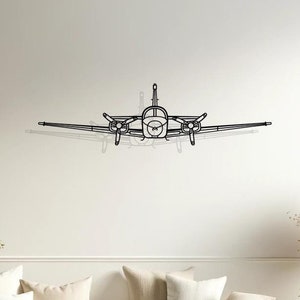 Beechcraft B55 Baron Silhouette Wall Decor, Plane Silhouette Wall Art, Pilot Gifts, Aircraft Decor, Plane Lovers Gift, Plane Line Art