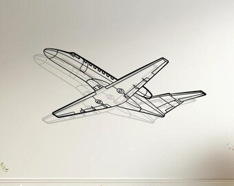 Citation CJ3 Metal Wall Decor, Plane Silhouette, Pilot Gift