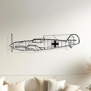 Messerschmitt Bf 109 Silhouette Wall Decor, Plane Metal Sign, Pilot Gifts, Aircraft Decor, Gift for him, Airplane Lovers Gift