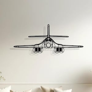 Rockwell B-1 Lancer silhouet muur decor, vliegtuig silhouet kunst aan de muur, piloot geschenken, vliegtuigdecor, vliegtuigliefhebbers cadeau, vliegtuig zeer fijne tekeningen