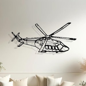 AgustaWestland AW139 2017 Silhouette Wall Decor, Helicopter Metal Sign, Pilot Gifts, Helicopter Decor, Helicopter Lovers Gift, Helicopter