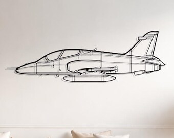 BAE Systems Hawk Metal Wall Art, British Jet Trainer Aircraft Silhouette, Aviation Decor