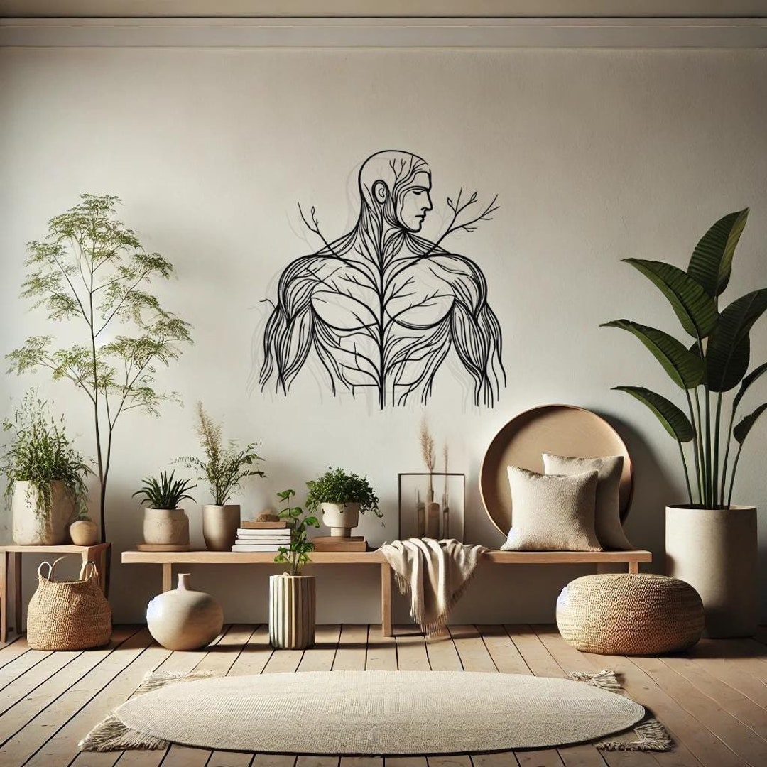 Tree Masculine Male Wall Art, Bathroom Wall Art, Tree Men Body Wall Art