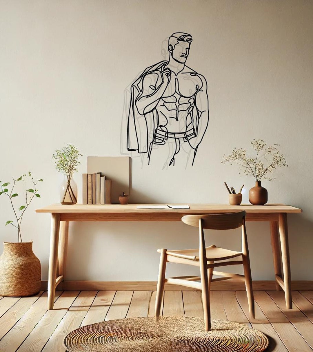 Modern Male Body Art, Masculine Metal Line Art, Man Body Wall Art, Male — free download