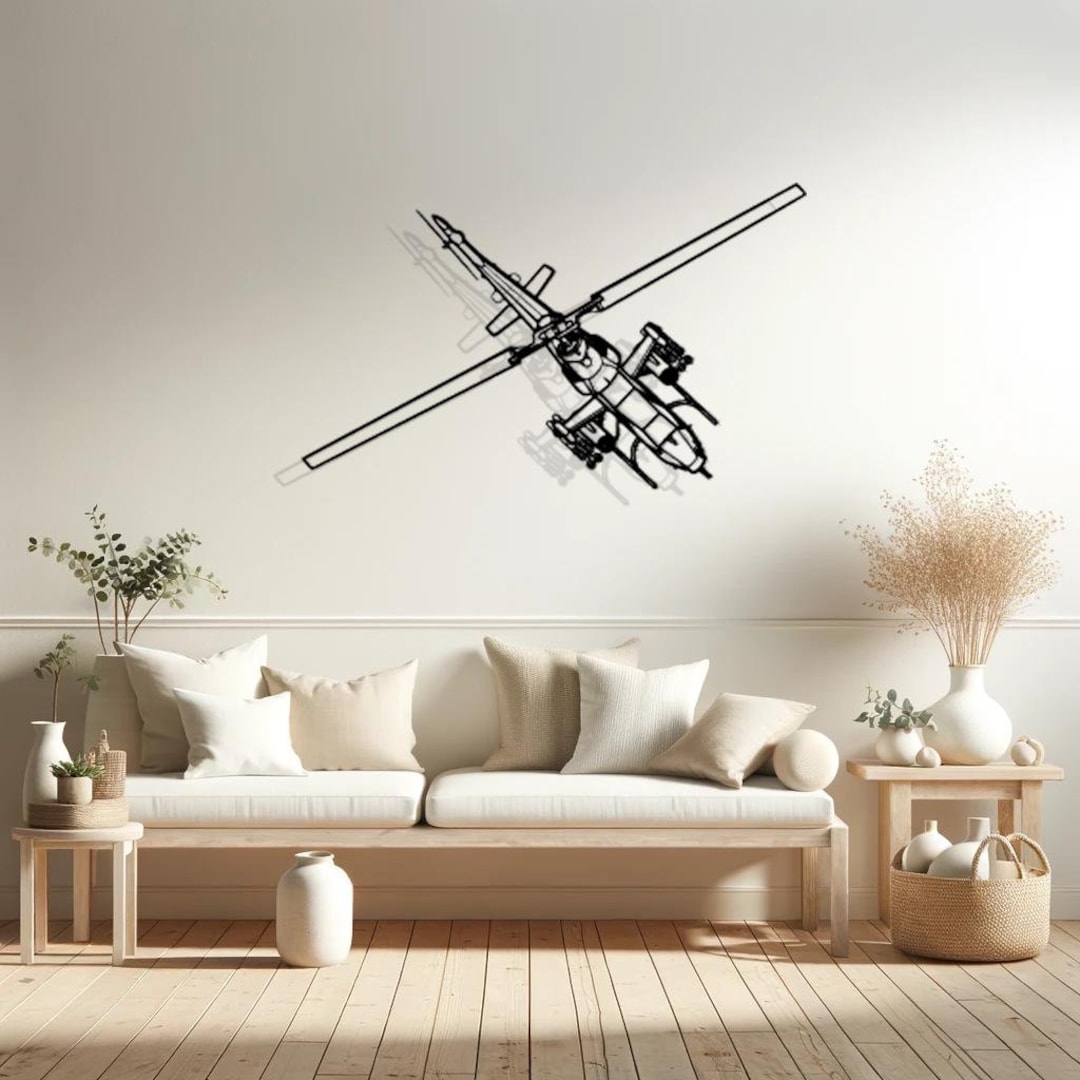 Bell AH-1F Cobra 1988 Silhouette Wall Decor, Helicopter Metal Sign ...