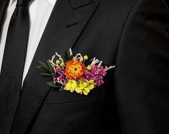 Boho Wildflower Pocket Boutonnieres, Dried Flower Wedding Buttonholes, Groomsmen Boutonniere, Party Favors, Prom Gifts