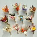 Boho Dried Flower Mini Boutonniere: Rustic Wedding Groomsmen Buttonhole