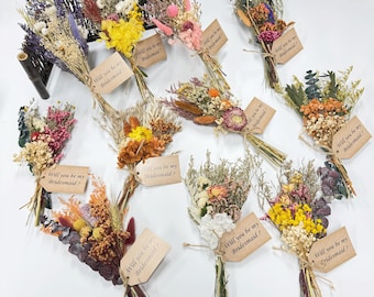 100% Natural Mini Dried Flower Bouquet: Rustic Wedding Home Decor, Bridesmaid Proposal Gifts