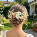 Dried Daisy Flower Hair Comb, Rustic Wedding Hair Accessory