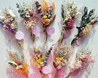 Mini Dried Flower Bouquet: Boho Wedding Decor, Bridesmaid Proposal Gift