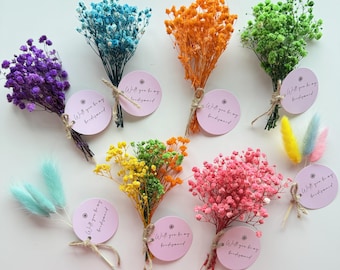 Mini Dried Flower Bouquet: Boho Wedding Bridesmaid Proposal Gift