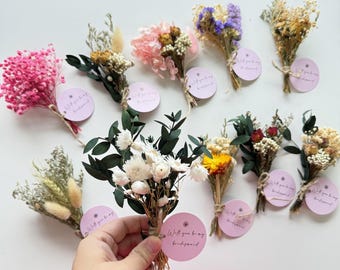 Mini Dried Flower Bouquet: Boho Wedding Decor, Bridesmaid Proposal Gift