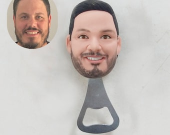Abridor de botellas con forma de cara personalizado, regalo personalizado de arcilla polimérica