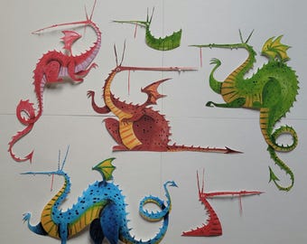 All the Dragons wall art packet. 6 different dragon wall stickers. All of your favourite dragons in one convenient packet