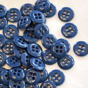 Vintage Buttons /  THICK / 4-hole sew-thru / Deep Indigo Blue (13) 12 mm
