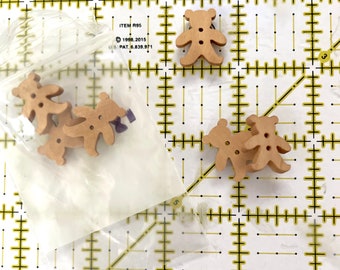 New Stock - Cute Cookie Cutter Style Bear Burnished Wooden Die Cut Buttons - Crafts, Novelty, Kids (6)