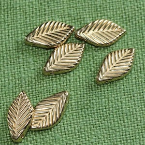 VINTAGE Beads / Goldtone plated / Thick Leaf Style / Double-Sided Scored Dozen (12) Trim / Jewelry /Findings /Crafts