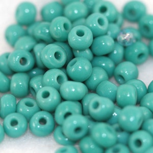 Vintage / Czech Glass Crow Beads /  Opaque Turquoise Blue / 50 / Crafts / Trim / Projects /Jewelry