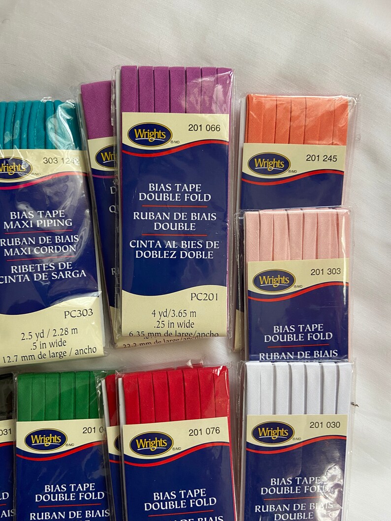Wrights Bias Tape / Double Fold / Asst Colors and Widths / Etsy