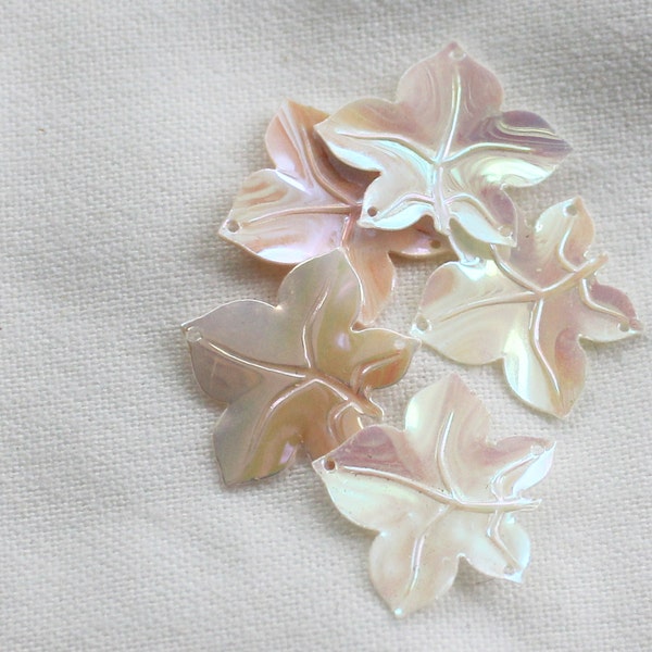 Vintage Find /  Pearly Ashes of Roses / WHITE to PINK / 5 prong leaf sequins (30) 12 mm / Crafts / Trim / Sewing/ Projects