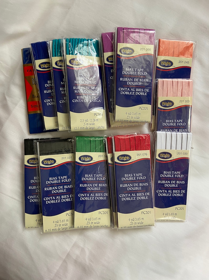 Wrights Bias Tape / Double Fold / Asst Colors and Widths / Etsy