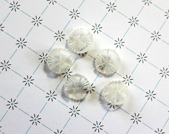 Vintage Buttons / Clear Lucite / Plastic Stylized Pinwheel Motif / Sewing / Crafts / Replacements / Trims