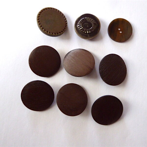 Vintage Button Destash - Oversize Shanks - Celluloid & Composition - Heavy mix lot (9) 34 mm