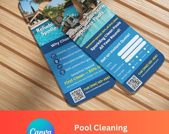 Pool Cleaning door hanger | Canva Editable design | Customizable template | Cleaning & Maintenance designs