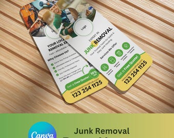 Colgador de puerta para mudanzas / Diseño moderno y verde / Diseño de marketing para mudanzas (Plantilla editable de Canva)