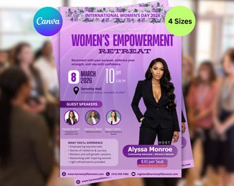 Women's Day Event Flyer Template | Canva Editable (Digital Download)